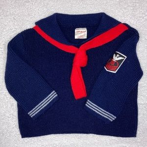Vintage Little Hearts knit sailor sweater 3t